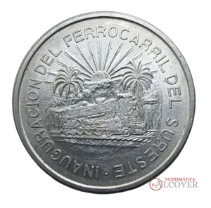 MEXICO MEJICO 5 Pesos 1950 Ferrocarril del Sureste plata SC- - Imagen 1 de 2