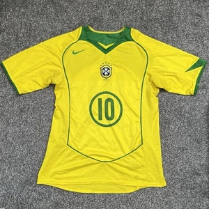 Mens Nike Brazil Home Football Shirt 2004-2006 Ronaldinho #10 - Size Medium - Picture 1 of 8