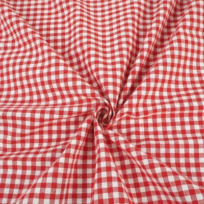 HANS-TEXTIL-SHOP Karierter Stoff Rot 5x5 mm Meterware Vichy Karo Karomuster Karostoff Deko