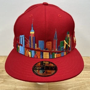New Era 59FIFTY New York Yankees NYC Skyline Red Fitted Cap Hat Size: 7 7/8 - Picture 1 of 9