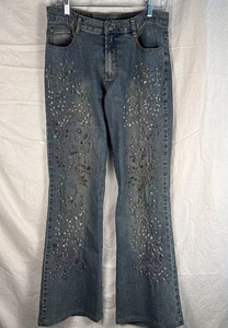 AZI One-of-a-kind Hand-beaded Embellished Embroidered Jeans Stretch Denim - Picture 1 of 14
