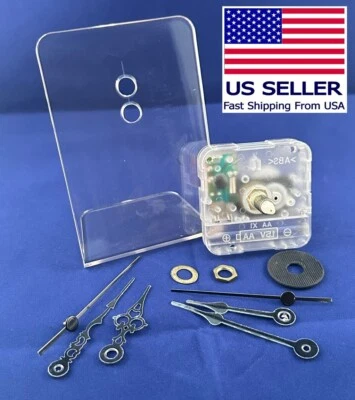 Kit de reloj de cuarzo transparente con 2 juegos de agujas, soporte Lucite. Haz tu cara de reloj hágalo usted mismo Foto 1 de 4