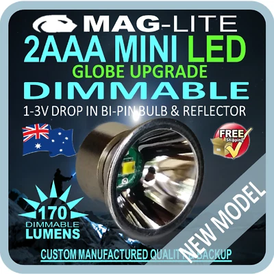 MAGLITE LED UPGRADE MINI 2AAA 170lm DIMMABLE inc REF/BULB GLOBE FLASHLIGHT TORCH - Bild 1 von 4