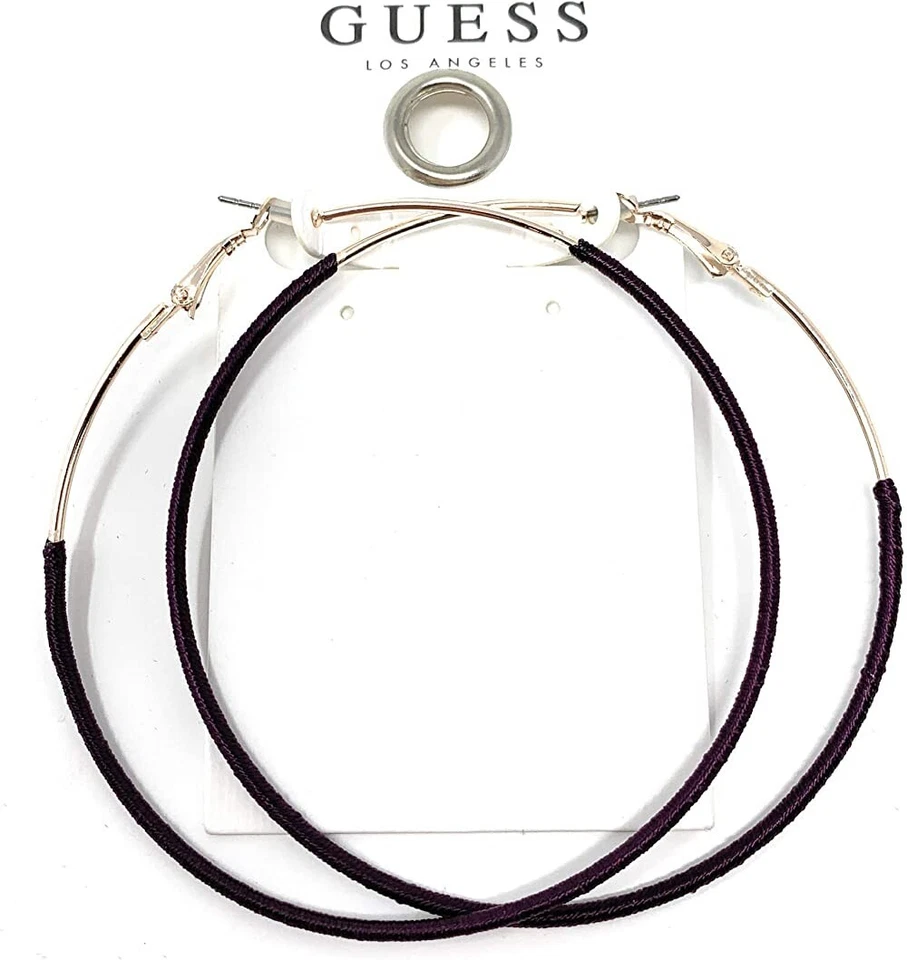 Pendientes de aro GUESS envueltos en hilo púrpura Foto 1 de 1