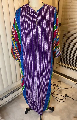 Kaftan Roxo Mumu Caftan Algodão Africano Feminino Masculino Unissex Novo Aborígene Hippie - Imagem 1 de 4