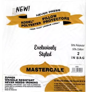 Mastercale 2 Standard Pillow Protectors White Wrinkle Resistant Cottage Unisex - Picture 1 of 4