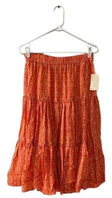 NUEVO CON ETIQUETAS Falda Michael Kors 100% Seda Para Mujer 4 Naranja Coral Harbour Island Precio de venta sugerido por el fabricante $109 Foto 1 de 4