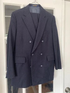 VTG Brooks Brothers Brooksgate Navy Pinstriped Double-breasted 2PC Suit - Picture 1 of 7