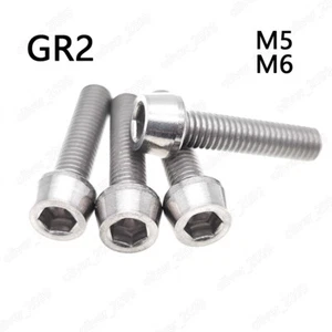 GR2 Titanium Hex Socket Bolts Conical Head Screws M5 M6 - Picture 1 of 5