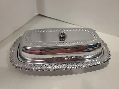 Vintage Irwinware Chrome Plated Butter Dish With Glass Insert and Lid - Image 1 of 4