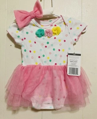 Vestido Body y Diadema Baby Starters Rosa Tully Poka Dot 3M Foto 1 de 4