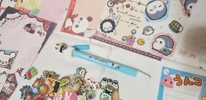 Lindo bolígrafo facial Kawaii coleccionable lindo favor fiesta hojas memorables y escamas pegatinas - Imagen 1 de 3