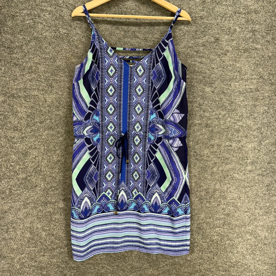 Vestido Mercer & Madison Mujer 6 Azul Cambio Geométrico Corto Cuello en V Forrado Informal Foto 1 de 4