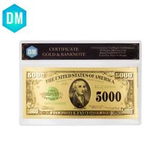 5000 Dollar 1918 Year 24k Gold Banknote Colorful Currency Note Money with COA