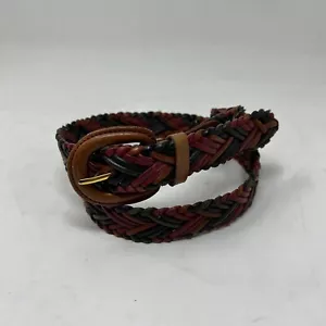 Vintage Womens Size M / L Multi Color Woven Braided Leather Belt Buckle - Picture 1 of 5