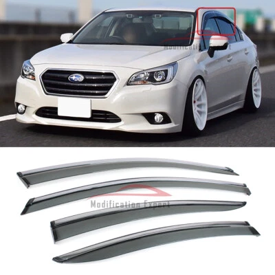 PARA 2015-19 SUBARU LEGACY SEDÁN CLIP-ON VISERA DE VENTANA TINTADA A HUMO CON MOLDURA CROMADA Foto 1 de 4