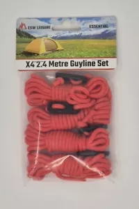 🔥X4 Red 2.4 Metre 4mm GuyLine Ropes Tent Camping Guy Line Runners Rope - Picture 1 of 1