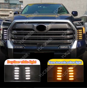 For 2022-2025 Toyota Tundra LED Fog Lamp Turn Signal DRL Daytime Running Lights - Picture 1 of 11