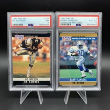 1990 Pro Set Football - Barry Sanders #1 PSA 6 + Bo Jackson #155 PSA 7