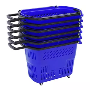 9.2gal 6PCS Blue Shopping Carts with Wheels and Handle in Supermarkets Portable - Picture 1 of 24