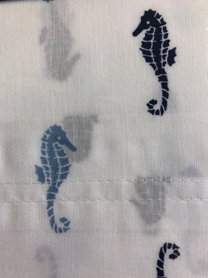 CONJUNTO COMPLETO DE LENÇÓIS QUEEN SIZE PRAIA OCEANO Costa Tommy Hilfiger SEAHORSES AZUL BRANCO - Imagem 1 de 1