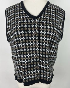Chaleco Suéter Vintage Años 90 MUJER S/M Argyle Diamante Cuadros Golf Recortado Colegial - Imagen 1 de 10