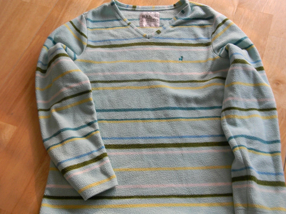 OLD NAVY  GIRLS SZ L(8) LIGHT BLUE  STRIPED FLEECE SWEATER — 第 1/1 张图片