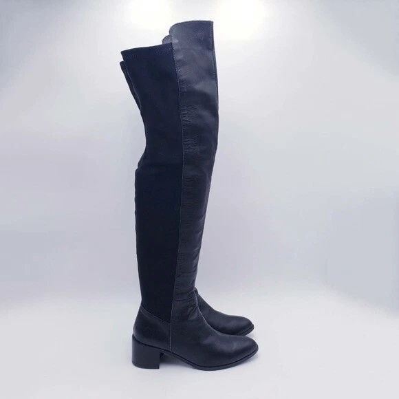 Botas por encima de la rodilla Charles David botas de cuero negras elásticas espalda para mujer talla 7 Foto 1 de 4
