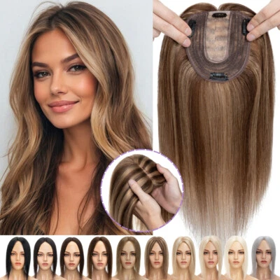 Peluca toupee con base de seda 100 % cabello humano para mujer cabello fino Foto 1 de 4