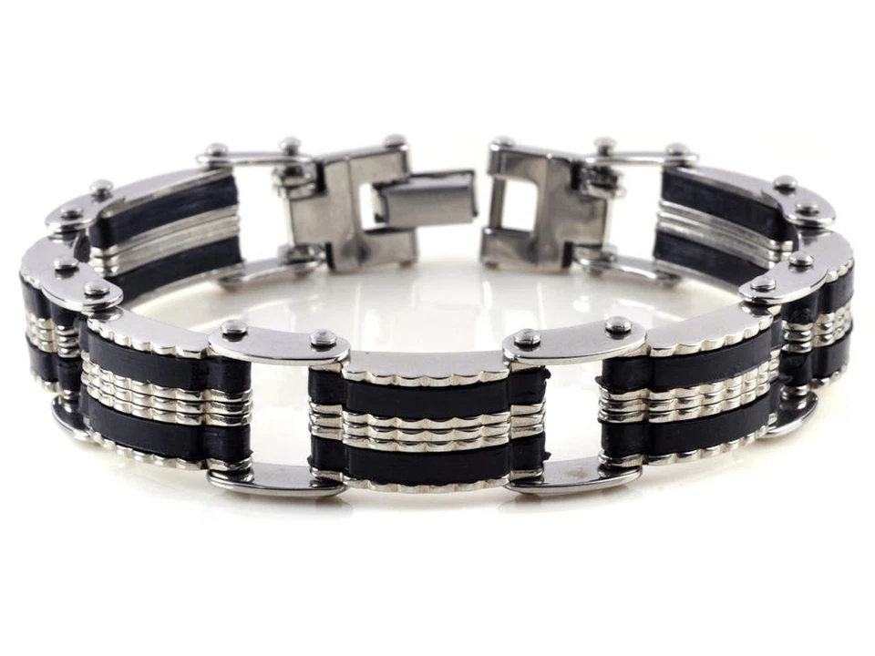 Pulsera de goma de acero inoxidable unisex eslabón de cadena 8,5" G8 Foto 1 de 1