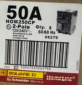 Square D HOM250CP (5 PACK) 50 A Miniature Circuit Breaker - Picture 1 of 8