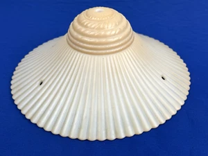 Vintage Milk Glass Light Shade, Hanging Chain Style, Fluted Beehive Shade 11"Dia - Picture 1 of 17