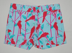 NWOT Vineyard Vines Girls Aqua Blue Bird Print Flat Freont Chino Shorts sz 6 - Picture 1 of 10