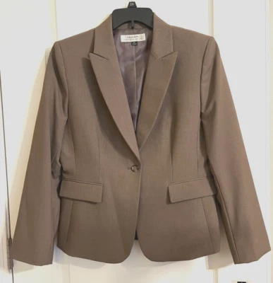 NUEVO CON ETIQUETAS TAHARI Traje Marrón Taupe Chaqueta Blazer Talla 12 $129 Foto 1 de 3