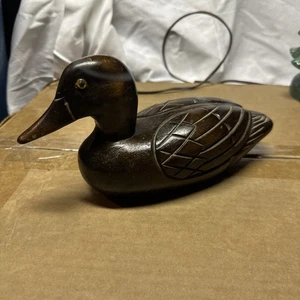 Wooden Duck By Decorative Crafts INC.Real Look Eyes.Bill In Bronze.9"×4". - Picture 1 of 5