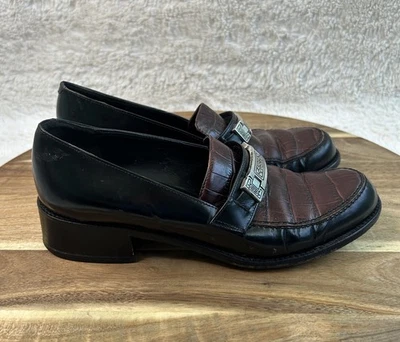 Mocasines sin cordones de cuero con textura de cocodrilo Brighton vintage zapatos Oxford Italia 5,5 M Foto 1 de 4