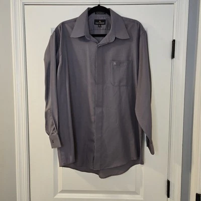 Camisa de vestir para hombre Stacy Adams abotonada talla 16,5 32/33 gris texturizado Foto 1 de 4