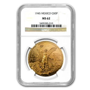 1945 Mexico Gold 50 Pesos MS-62 NGC - Picture 1 of 3