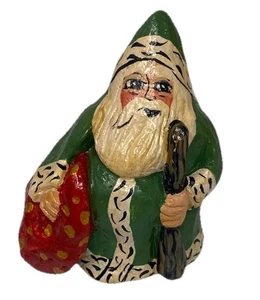 L. Peric 2014 Weihnachten signiert Vintage handbemalt Handarbeit Leinwand OOAK Santa - Bild 1 von 3