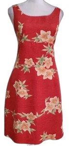 Tommy Bahama vtg silk red Hawaiian tropical floral sleeveless sheath dress. 6 - Picture 1 of 10