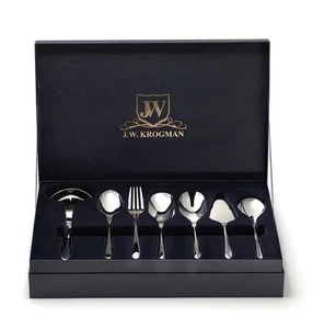 J.W. JW KROGMAN Trollope 7-piece Serving Set for Empress & Sheridan Flatware NIB - Picture 1 of 18