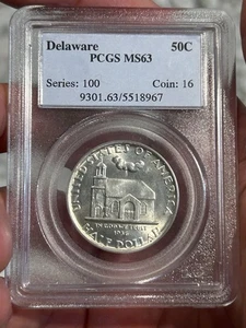 1936 Delaware Tercentenary Commemorative Silver Half Dollar PCGS MS63! Lustrous* - Picture 1 of 8