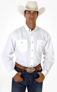 Camisa Roper Western Para Hombre Mediana Alta Abotonada Blanca - COMO NUEVA - Imagen 1 de 11