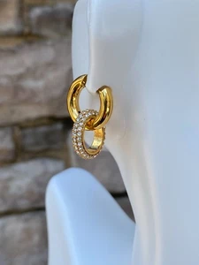 316L Edelstahl CZ Hänger Ohrhänger Creolen funkelnd zierlich Kreis Ohrringe - Bild 1 von 7