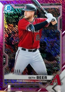 2021 Bowman Chrome #BCP-60 Seth Beer Chrome  Fuchsia Shimmer Refractor /199  - Picture 1 of 2