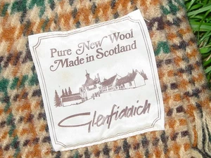 Vintage Glenfiddich Scottish Plaid Pure Wool Blanket Brown Green Orange 54 X 75 - Picture 1 of 7