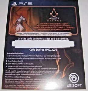 Assassin's Creed Mirage Forty Thieves Pre Order Bonus DLC PlayStation 5 PS5 - Picture 1 of 1