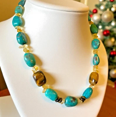 NEW Jay King DTR 925 Sterling Turquoise, Tiger's Eye & Amber Beaded Necklace - Image 1 of 4