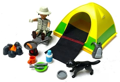 Playmobil * Wanderer beim Camping *Mann Hund Zelt Schlafsack etc - Bild 1 von 2