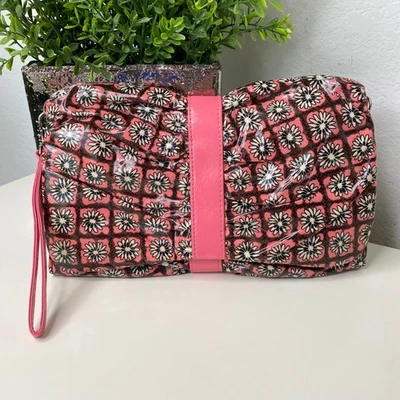 Vera Bradley Mocha Rojo Volantes Muñequera Bolso sin asas Floral Rosa Marrón Bolso Foto 1 de 4